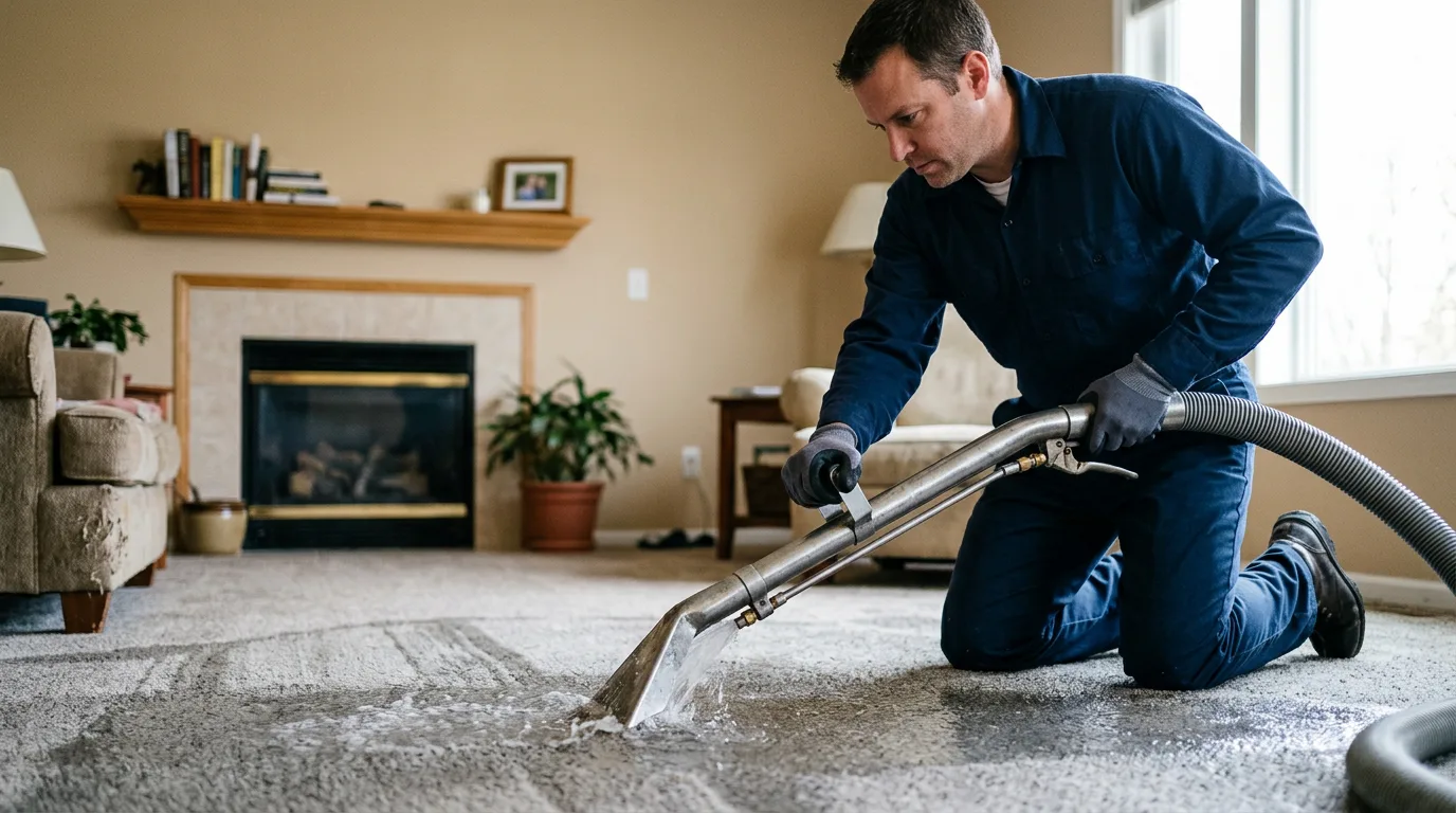 Water damage restoration technician working near Del Valle, TX